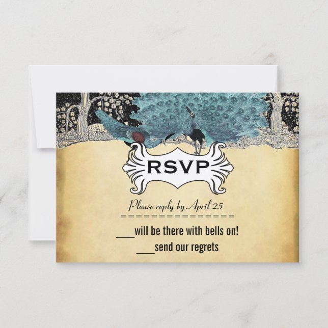 Goldschwarzer Aqua-Vintager Pfauenwald (Vorderseite)