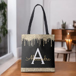 Goldschwarzer Glitzer Sparkle Elegantes Monogramm<br><div class="desc">Luxuriöse Gold und Black Imitats Sparkle und Glitzer Elegant Monogram Book Bag. Diese Büchertasche kann auf Ihren Vor- und Vornamen angepasst werden und als Geschenk für Weihnachten,  Geburtstag,  Brautparty oder Hochzeit.</div>