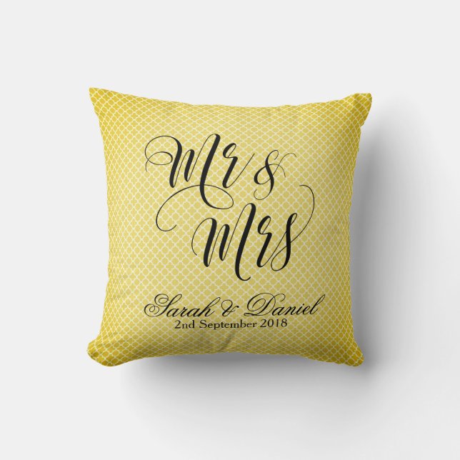 Goldschwarzer Herr u. Frau Wedding Pillow Keepsake Kissen (Vorderseite)