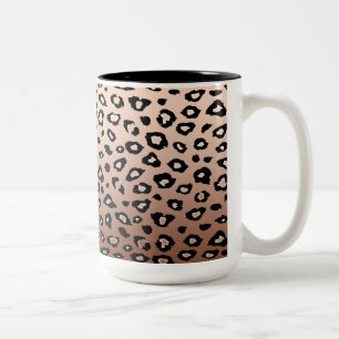 Goldschwarzer Leopard-Bronzedruck Ombre Zweifarbige Tasse