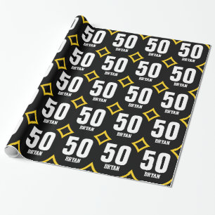 GOLDschwarzer Retro 50. Geburtstags-individueller Geschenkpapier