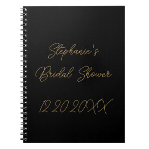 Goldschwarzes Brautparty Monogramme Hochzeitsgast Notizblock