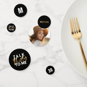 Goldschwarzes Foto 30. Geburtstag Modernes Party D Konfetti