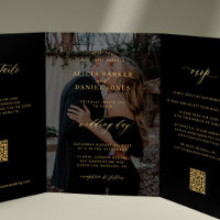 Goldschwarzes Foto Hochzeit RSVP Details QR-Code