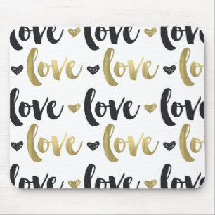 Goldschwarzes Liebe-Herz Mousepad