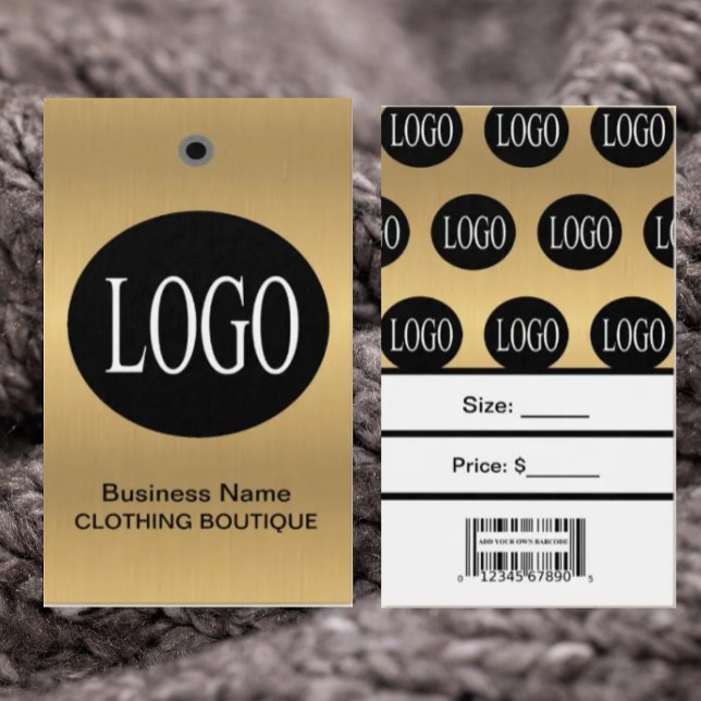 Goldschwarzes Logo mit Bar-Code-Bekleidungspreis-T (Von Creator hochgeladen)