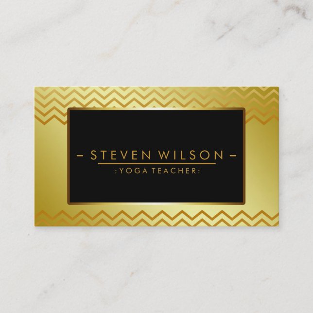 Goldschwarzes Zickzack Yoga-holistische Massage Visitenkarte (Vorderseite)