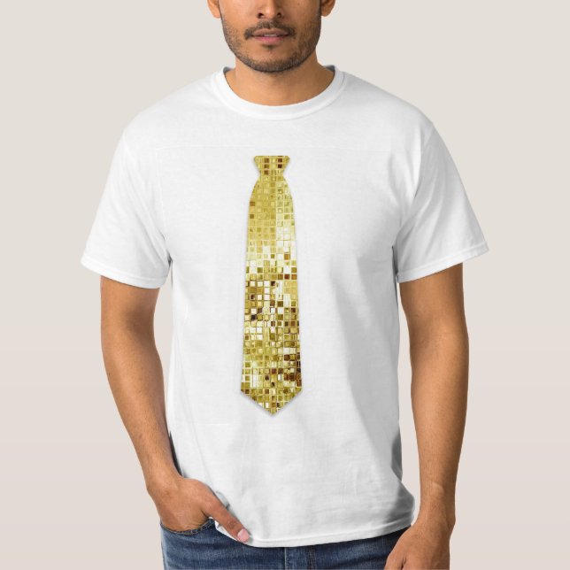 Goldsequins-Blick-Fake-Krawatten-T - Shirt (Vorderseite)