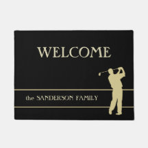 GoldSilhouette-Golfspieler-Willkommen