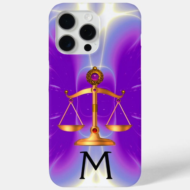 GOLDSKALEN DES RECHTS, GEM STONES MONOGRAM Lila Case-Mate iPhone Hülle (Rückseite)