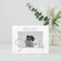 Goldskript ein Foto Save the Date