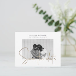 Goldskript ein Foto Save the Date Postkarte