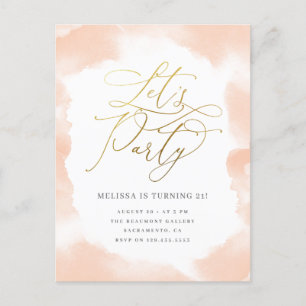 Goldskript erröten rosa einladungspostkarte