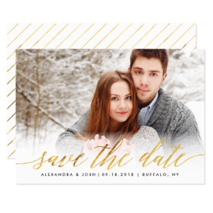 Goldskript-Foto Save the Date in der Imitat-Folie