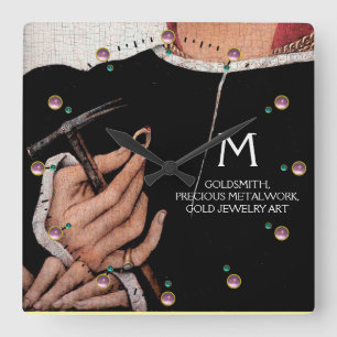 GOLDSMITH, WERTVOLLER METALWORKER, GOLD JEWELRY AR QUADRATISCHE WANDUHR