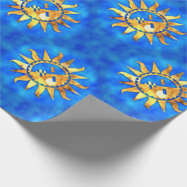 Goldsonnen auf blauem Wasser Geschenkpapier