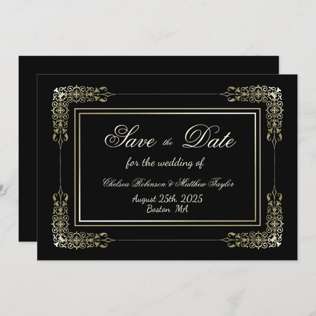 Goldspitzenhochzeit an der Grenze Save The Date (Vorne/Hinten)