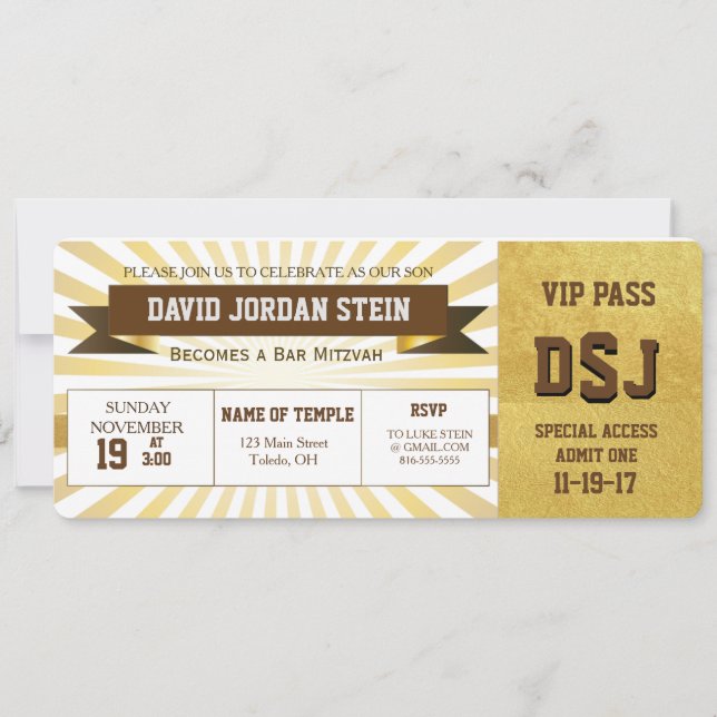 Goldsport-Thema Bar Mitzvah Design Einladung (Vorderseite)