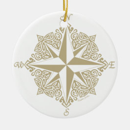 Goldstammes- Kompass-Rose Keramik Ornament