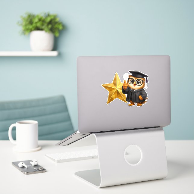 Goldstar achievement vinyl laptop sticker product (Laptop auf Schreibtisch)