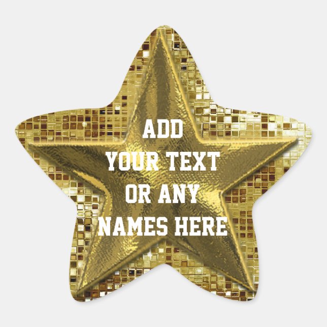 Goldstar-on-Gold-Sequins-Star-Sticker Stern-Aufkleber (Vorderseite)