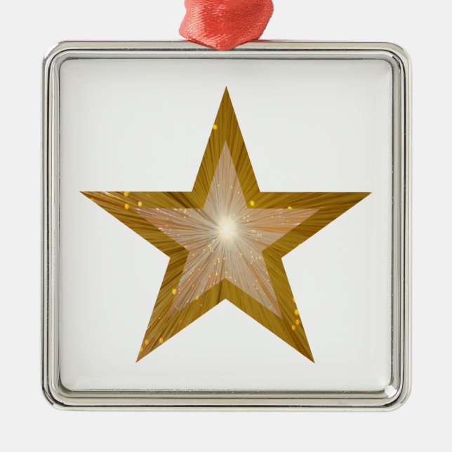 Goldstar-Ornament-Quadrat Ornament Aus Metall (Vorne)