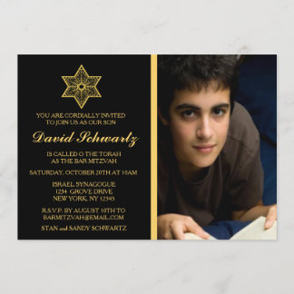 Goldstar von David Bar Mitzvah Picture Invitation Einladung