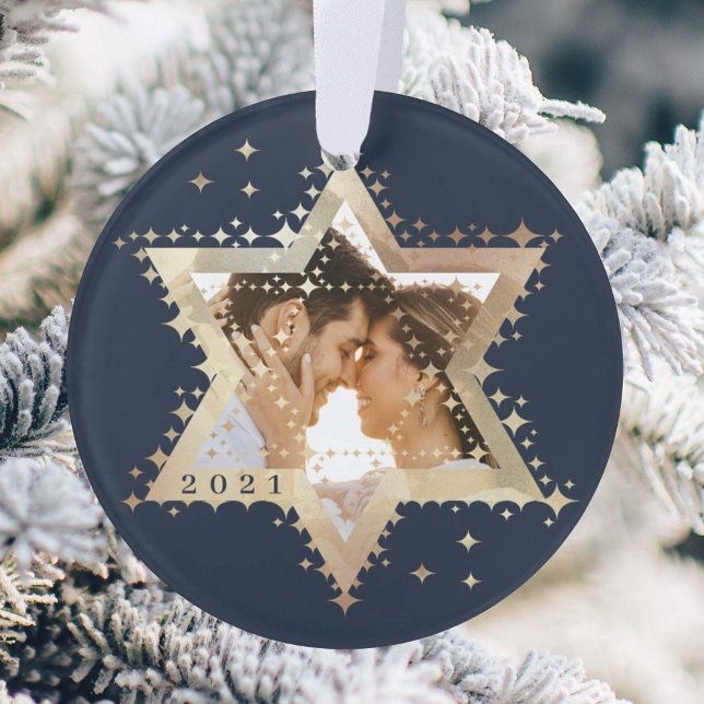 Goldstar von David Mr. & Mrs. First Hanukkah Foto Ornament (Von Creator hochgeladen)