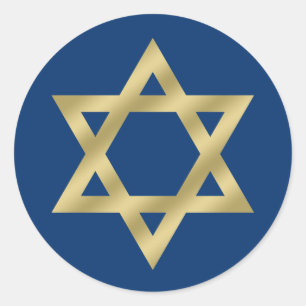 Goldstar von David Navy Blue Runder Aufkleber