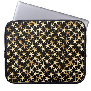 Goldstars auf schwarzem Hintergrund Laptopschutzhülle