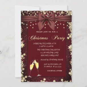 Goldstars, Lichter, Bow Red Glitzer Einladung