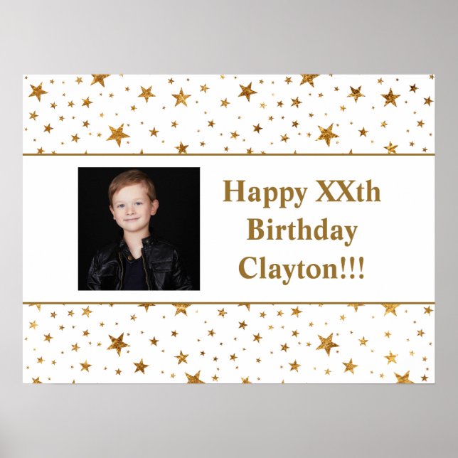 Goldstars mit Message Foto zum Geburtstag Poster (Vorne)