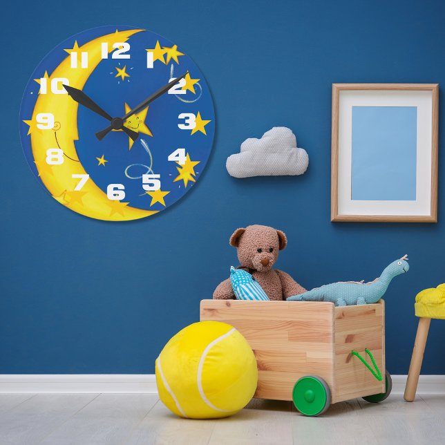 Goldstars und Mond Runde Wanduhr (Von Creator hochgeladen)