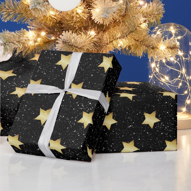 Goldstars und Schneeflocken Geschenkpapier (Feiertage)