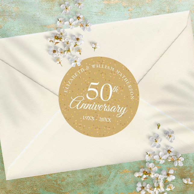 Goldstaub Confetti, 50 Jahre alt Runder Aufkleber (Von Creator hochgeladen)