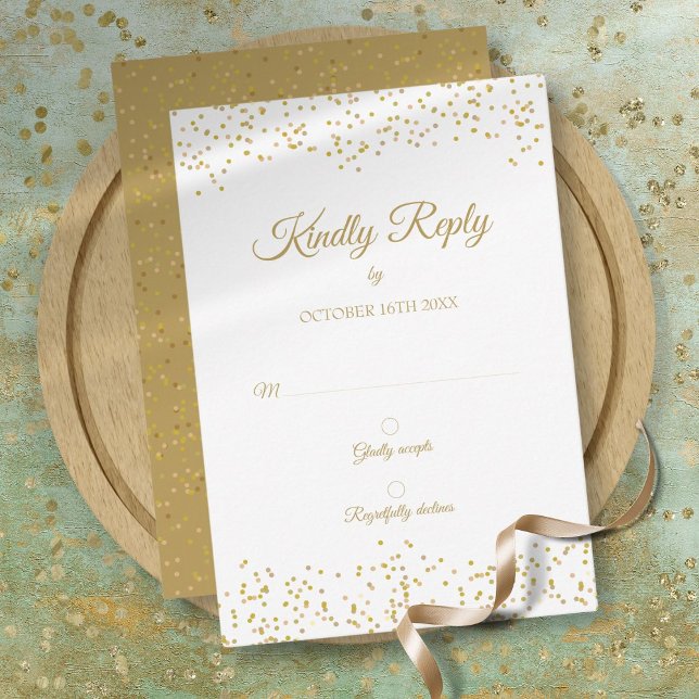 Goldstaub Confetti Elegantes UAWG zum Jubiläum RSVP Karte (Gold Dust Confetti Elegant Chic Anniversary RSVP)