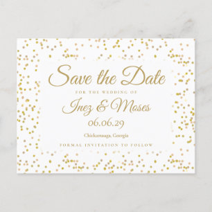 Goldstaub Confetti Save the Date Ankündigungspostkarte