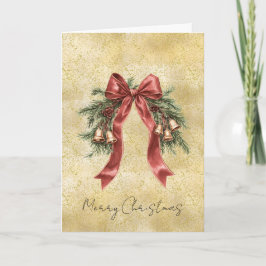 Goldstaub Glitzer Konfetti Roter Schleifen Glocken Karte