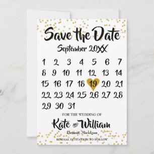 Goldstaub-Konfetti-Kalender-Foto Save the Date