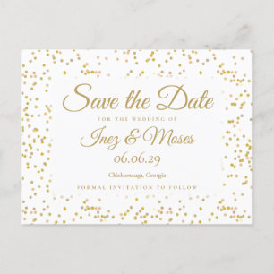 Goldstaub-Konfetti Save the Date Ankündigungspostkarte