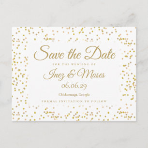 Goldstaub-Konfetti Save the Date Postkarte