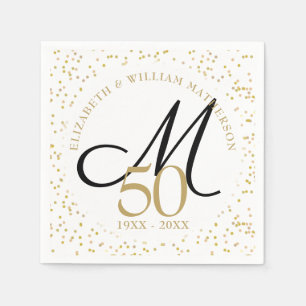 Goldstaub-Monogramm zum 50. Hochzeitstag Serviette