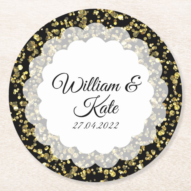 Goldstaub Runder Pappuntersetzer (Vorderseite)