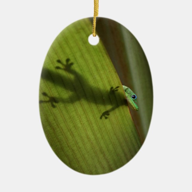 Goldstaub-TagesGecko Keramik Ornament (Vorne)