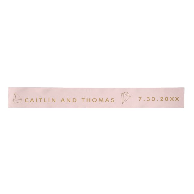 Goldsteine Blush Pink Custom Wedding Satinband (Vorderseite)
