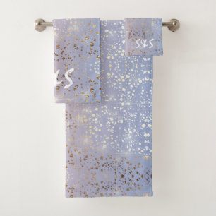 Goldstern-Folien-Schein-Rosen-Quarzserenity-Blau Badhandtuch Set