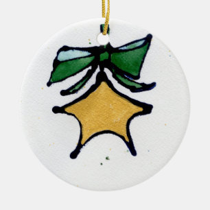 Goldstern mit grüner Bandverzierung Keramikornament