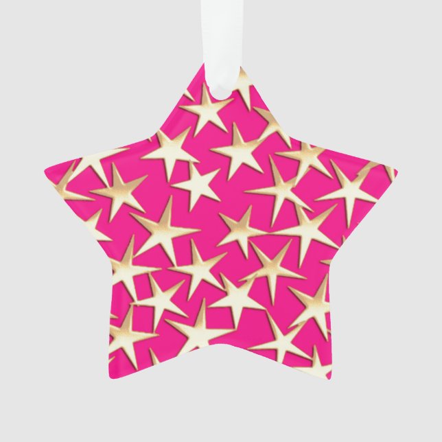 Goldsterne auf Fuchsienrosa Ornament (Vorderseite)