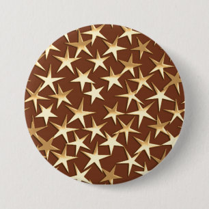 Goldsterne auf Schokoladenbraun Button