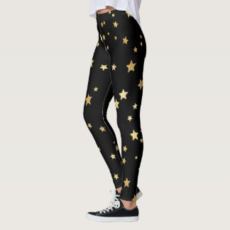 Goldsterne auf schwarzem Hintergrund Leggings